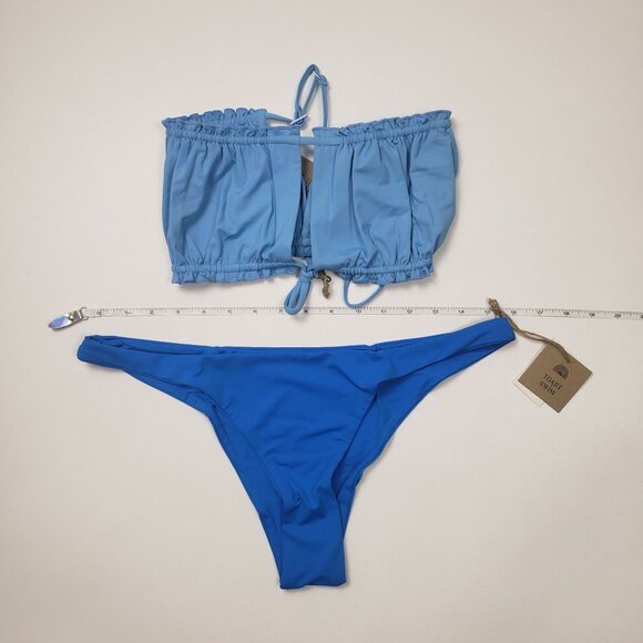 FP X Toast Swim Signature Ruffle Bandeau Top & High Hip Bottom Set XL Sky/Cobolt - Picture 11 of 15
